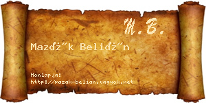 Mazák Belián névjegykártya